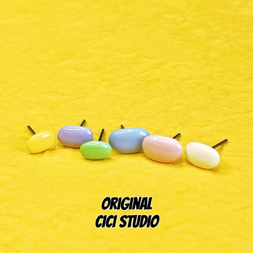 CICISTUDIO小众精工多巴胺彩色椭圆耳钉女甜美个性春夏多耳洞耳饰