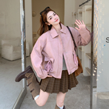 粉色PU皮设计感口袋韩系2026春季女新款B127A-6731-P145K238，女装皮衣，浙宝127A
