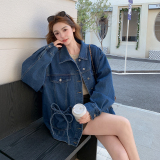 蓝色复古设计感系带口袋外套女2026港风B127A-6735-P155K248，女装短外套，浙宝127A