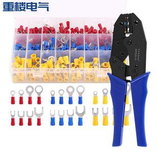 30J棘轮压接钳组合套装 360个RV SV圆形叉形冷压预绝缘接线端子HS