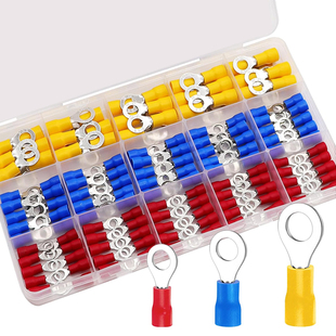 250个盒装 22-10AWG环形接线端子快速接线绝缘电气压接端子连接器