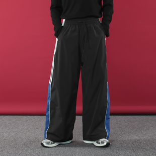 男松紧腰复古撞色拼接校园风长裤 加厚宽松阔腿运动裤 冬季 TRHOMME