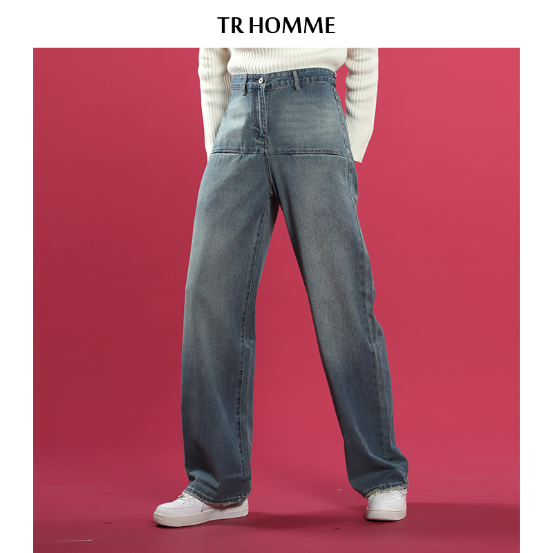 TRHOMME宽松阔腿牛仔裤