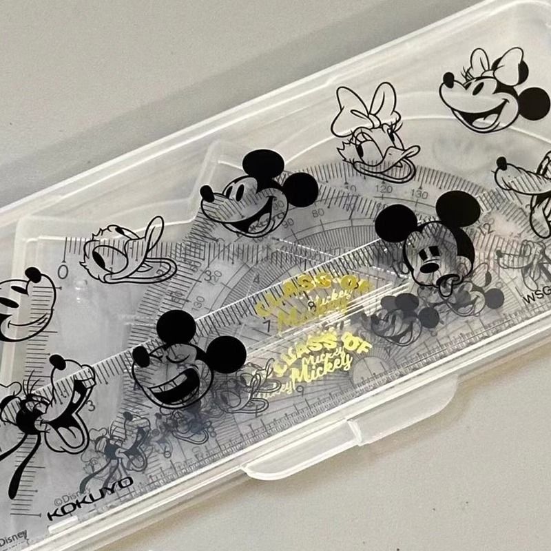 日本KOKUYO国誉套尺迪士尼米奇四件套学生尺子直尺三角板透明量角