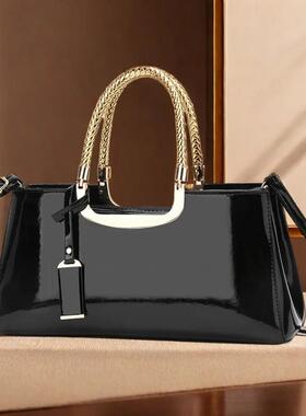 2024新潮简约时尚漆皮亮面女包新娘结婚手提包女包晚宴包单肩包