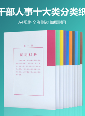 50套装文美包邮干部人事档案盒彩色白色双胶纸十大分类纸隔页纸