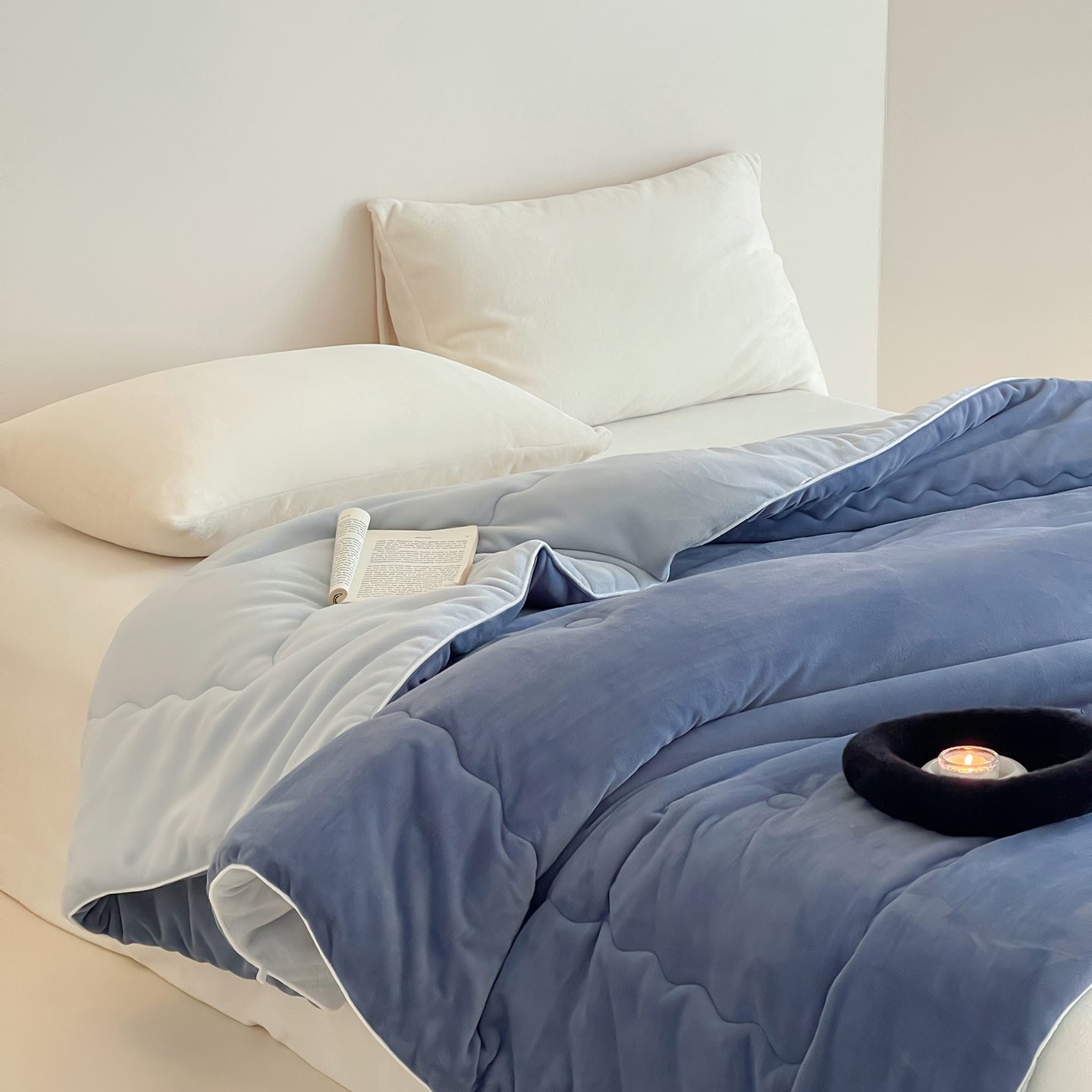 无印良品牛奶绒被子双面云丝绒被