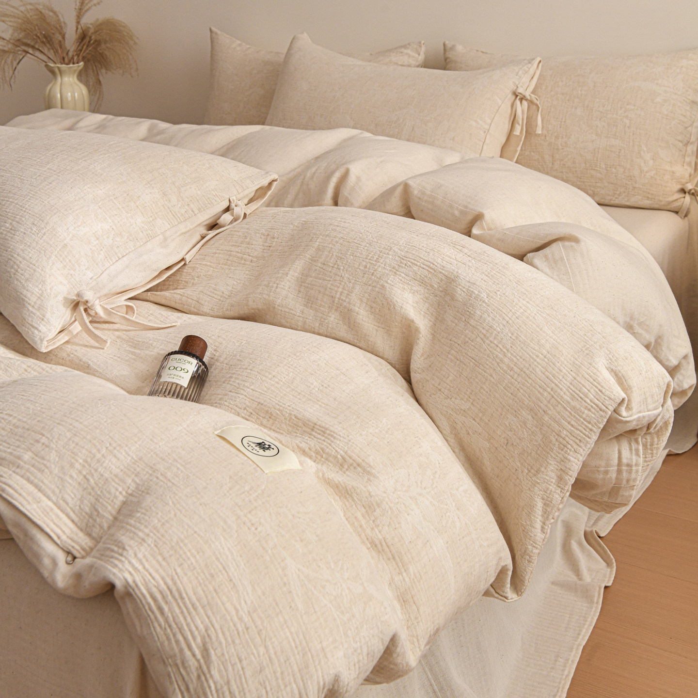 小义優品色织棉麻提花四件套全棉亚麻纯棉被套床单床笠枕套床品,床上用品,床品套件/四件套/多件套,淘宝优惠券,粉丝福利购,淘宝优惠卷