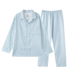 无印2025年春夏季新款双层纱布家居服套装男女情侣装全棉纯棉睡衣