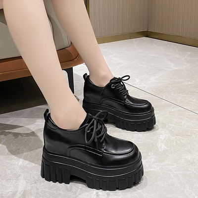 内单鞋女小个子厚底松糕小皮鞋