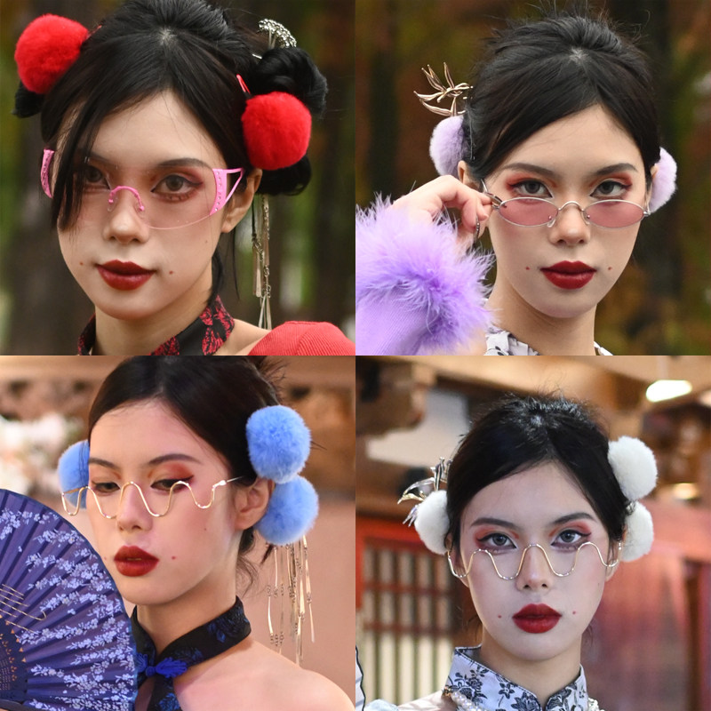扇妒发夹仿兔毛中国风软糯配饰
