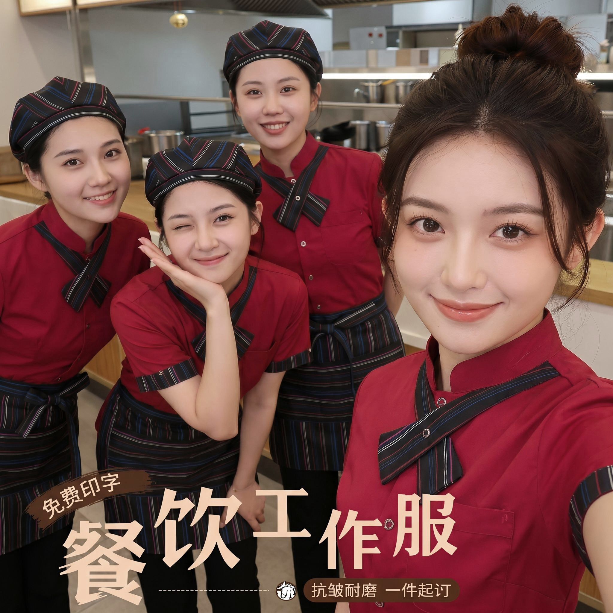 餐饮烘焙火锅前厅服务员工作服女图片