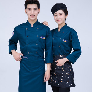酒店厨师工作服长袖秋冬烘焙饭店厨师服蛋糕房面点师厨房男女