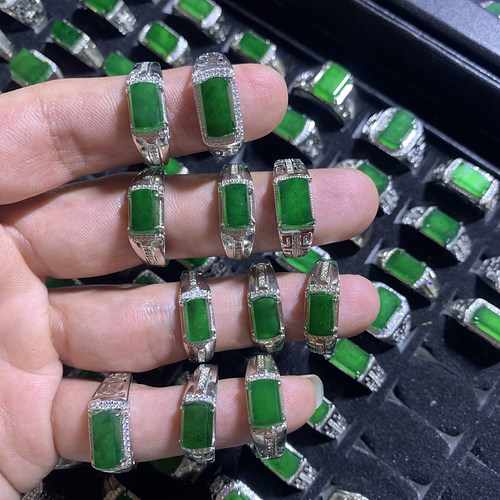 翡翠S925A货冰种天然戒指