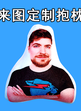 z野兽先生MrBeast表情公仔顶流网红毛绒玩偶定制抽象大头抱枕礼物