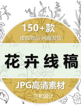 花卉线描花朵描绘高清绘画线稿线描练习参考花卉植物速写练习参考