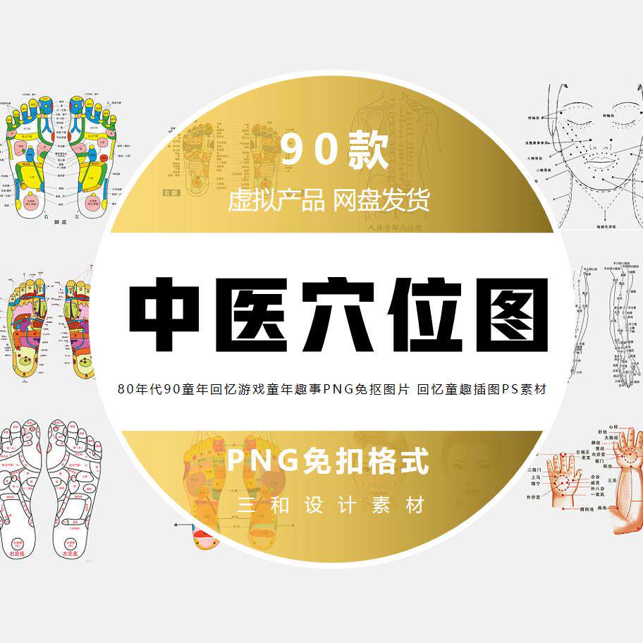 中医人体穴位身体足底穴位图全身经络图解PNG免抠图片素材