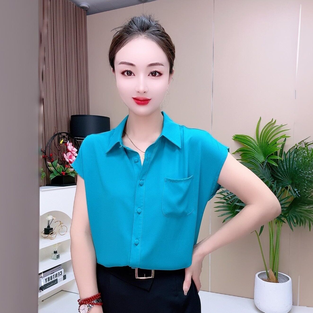 夏季妈妈衬衫短袖女薄款大码气质中老年纯色外搭开衫衬衣半袖上衣