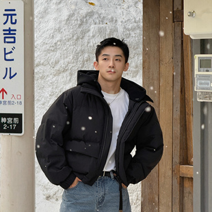 新品 冬季 面包蓬松保暖90白鸭绒 可拆卸针织连帽羽绒服 博衣社