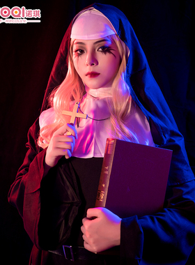 诺琪 THE NUN鬼修女cos万圣节表演服诡修女牧师长袍cosplay修女服