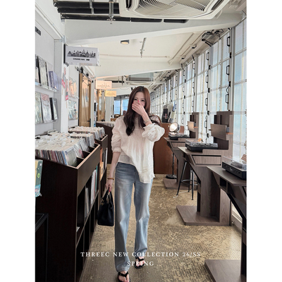 三喜threec神牛小直筒牛仔裤女