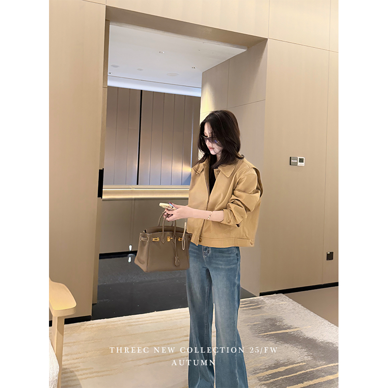 三喜threec 【柔顺高弹但很显瘦】法式直筒牛仔裤女阔腿喇叭裤