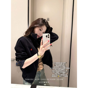 三喜threec 高品定制*复古设计感羊毛中古灯芯绒私服拉夫外套女冬