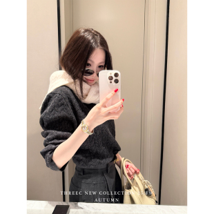 复古套头毛衣慵懒针织衫 三喜threec 麻花 合身版 上衣 100%羊毛