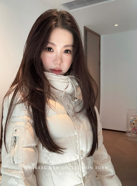 三喜threec 法式设计感奶呼呼收腰90白鸭绒羽绒服女冬季保暖外套