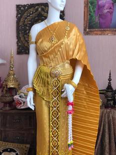婚礼舞台生日聚会走红毯主持领奖单肩金黄色套装 隋金金夏季 泰式