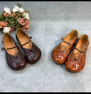 牛皮软底镂空圆头舒适透气百搭休闲凉鞋 962 复古时尚 新款 8春夏季