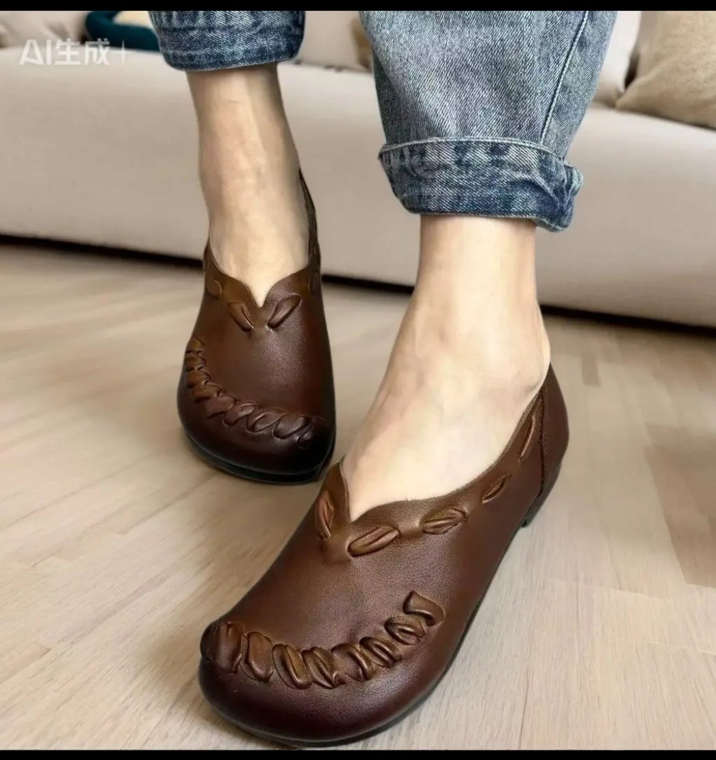 2607-1春季新品复古手工编织牛皮平底软底舒适透气低邦休闲单鞋,女鞋,浅口单鞋,淘宝优惠券,粉丝福利购,淘宝优惠卷