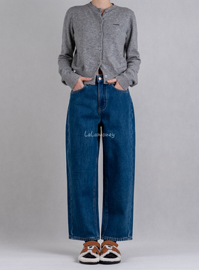 lalamoney 牛仔裤女2026新款小个子宽松显瘦加厚无弹立体锥形裤子