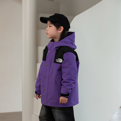 儿童羽绒服男童女童短款三合一风衣加厚防风外套中大童