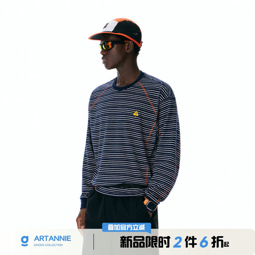 ARTANNIE【7/17 20点新品限时2件6折】美式哈苏线条纹长袖t恤男款