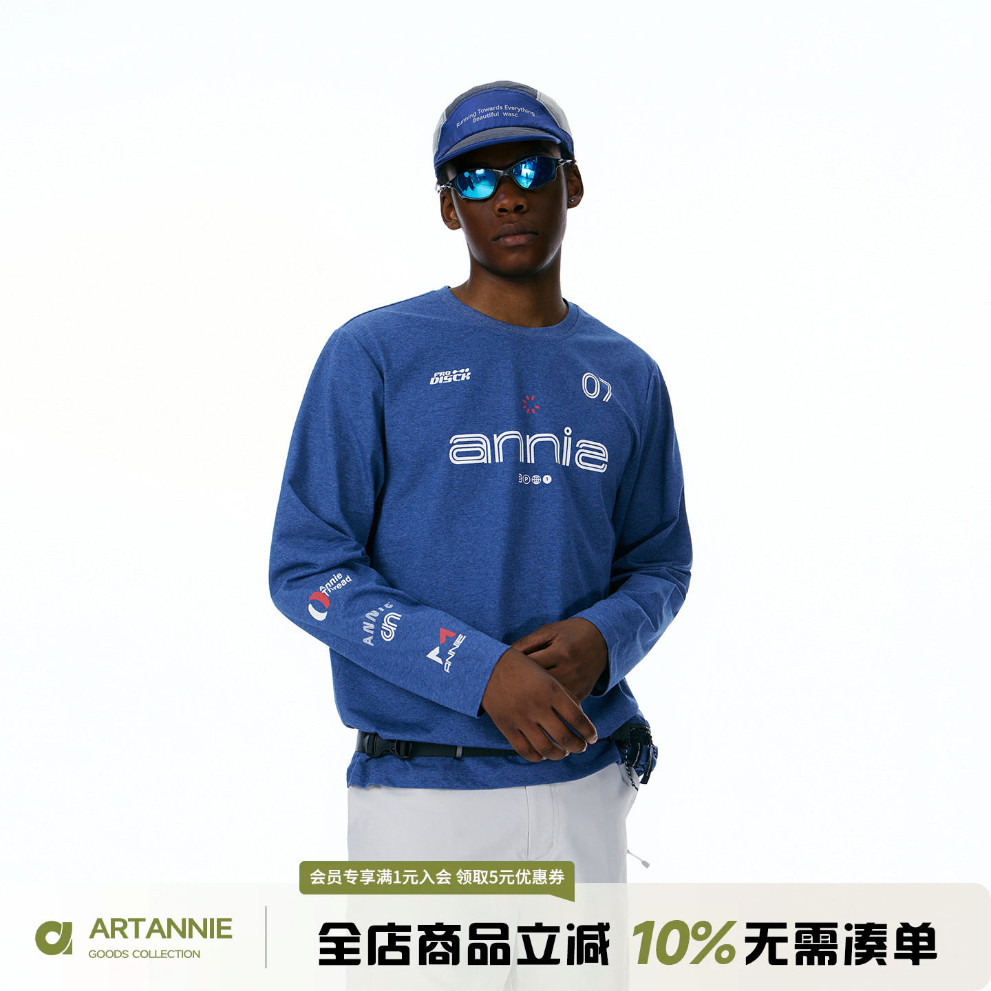 ARTANNIE 户外赛车logo印花t恤男款2026秋季美式情侣运动长袖上衣