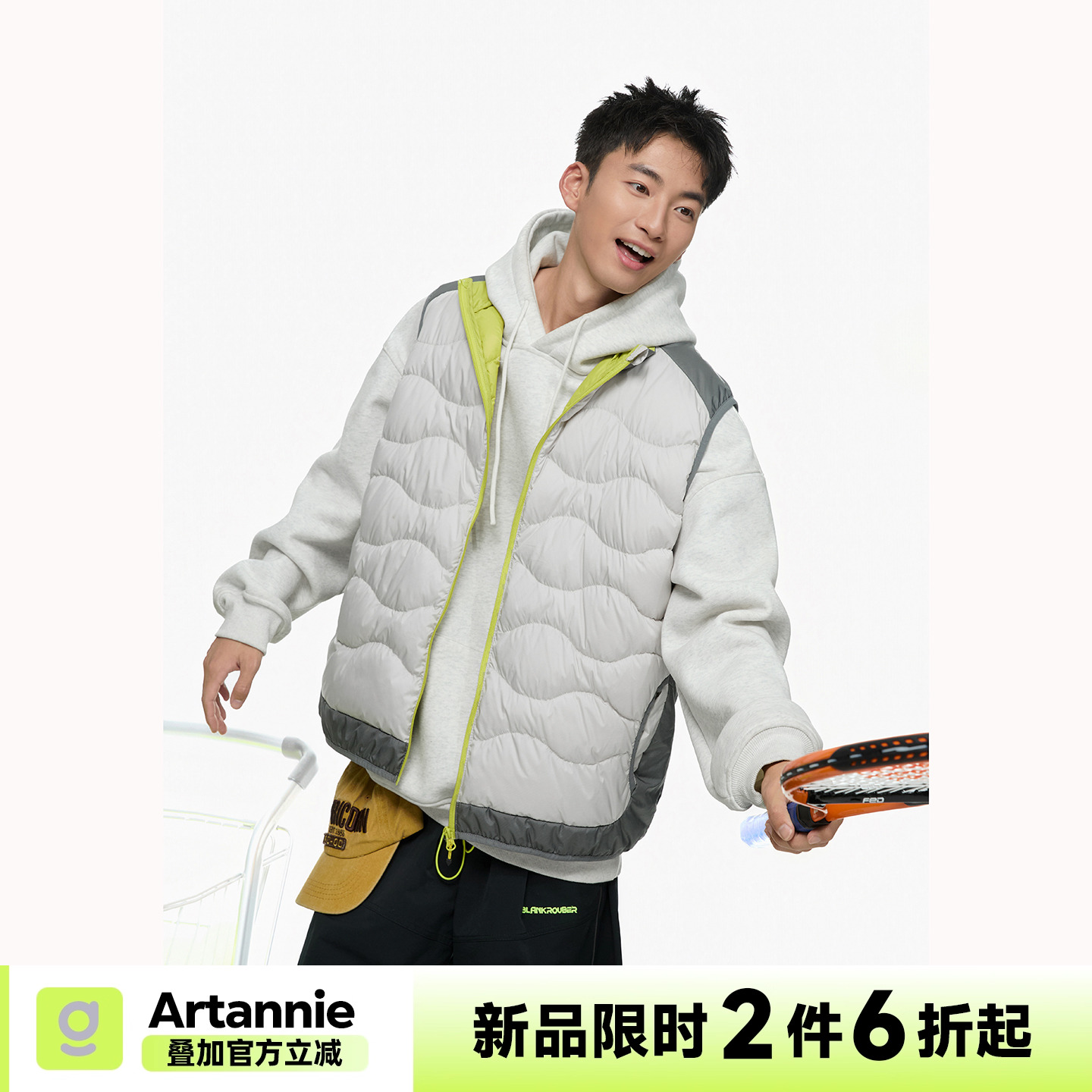 ARTANNIE 防泼水90白鸭绒背心男款冬季户外马甲撞色轻量化羽绒服