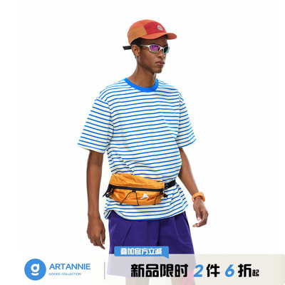 ARTANNIE 美式重磅撞色条纹短袖男2026新款夏季宽松圆领情侣装t恤