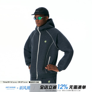 ARTANNIE哈苏线开衫连帽卫衣男2026秋季新款情侣拉链帽衫运动套装