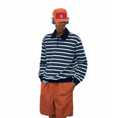 T恤2026新款 ARTANNIE 重磅长袖 美式 上衣 条纹polo领男生卫衣春秋季