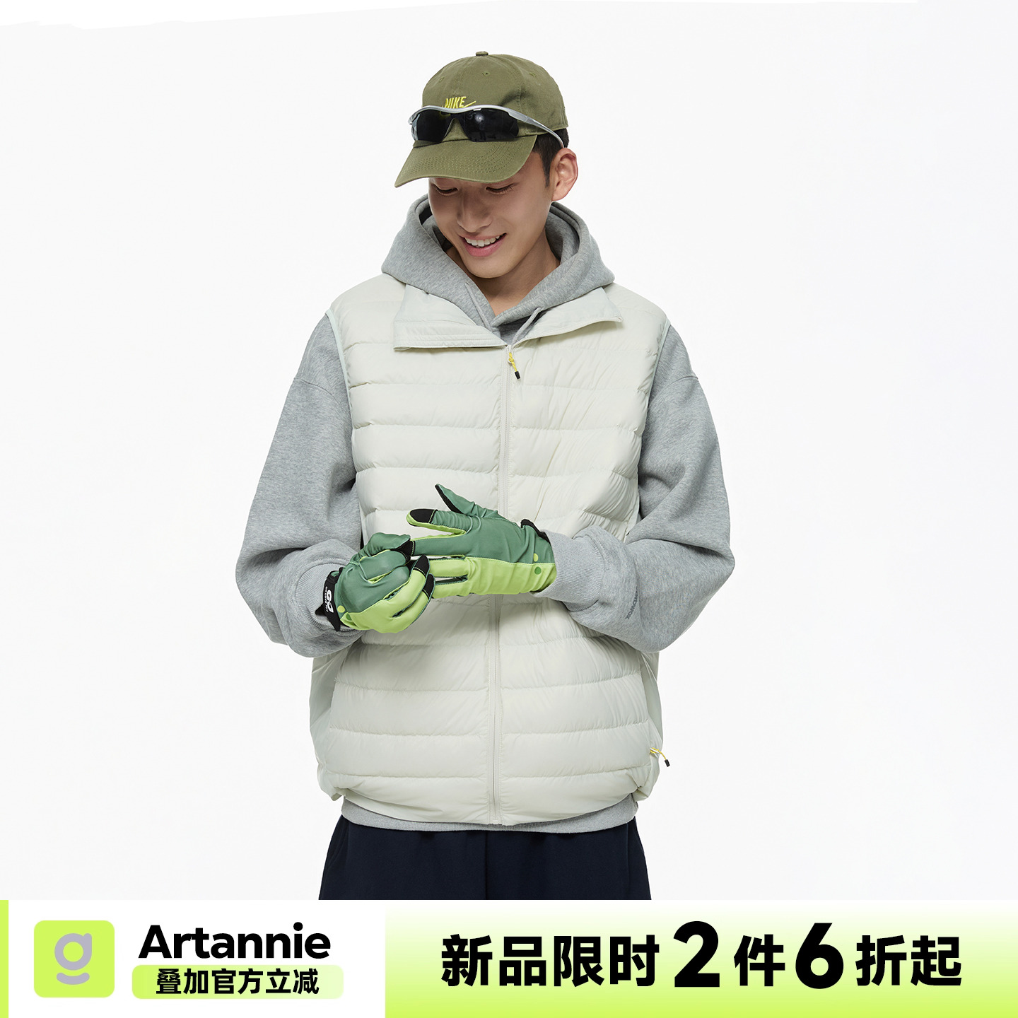 ARTANNIE户外羽绒马甲男冬季90白鸭绒轻薄防泼水撞色排骨无袖背心