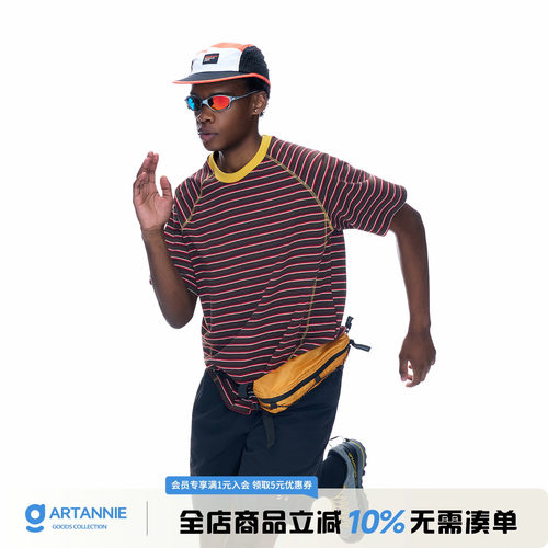 ARTANNIE 美式撞色哈苏线条纹短袖男2026新款夏季运动情侣半袖t恤