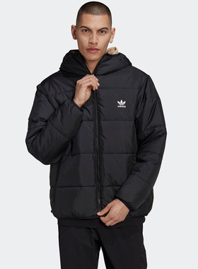 阿迪达斯三叶草男子冬季运动保暖棉衣两面穿连帽棉服外套HM2463
