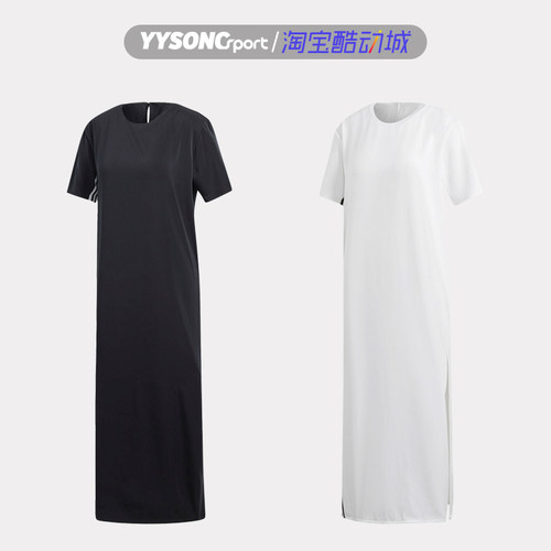 阿迪达斯DRESS三叶草女子运动休闲短袖开叉连衣裙DU7256 DU7266