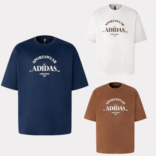 阿迪达斯M VERBIAGE TEE3印花运动休闲短袖T恤JD0439 JD0441