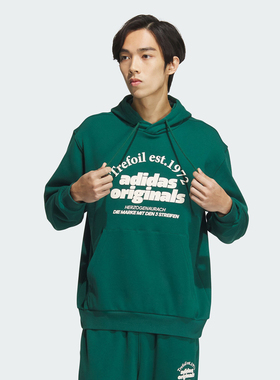 Adidas阿迪达斯GRAPHIC HOODIE印花运动宽松连帽卫衣套头衫JE3486