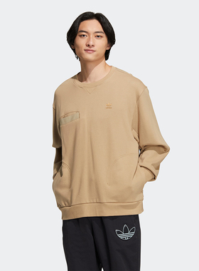 阿迪达斯三叶草男子春秋运动休闲卫衣舒适透气圆领套头衫 IC8158