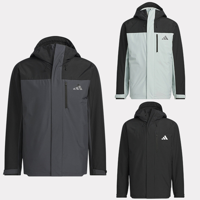 阿迪达斯拒水防泼防风三合一加绒内胆休闲连帽外套JW1650 JM9142