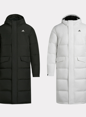 阿迪达斯LONG DOWN JKT男女保暖长款运动休闲羽绒服KF6748 KF6749