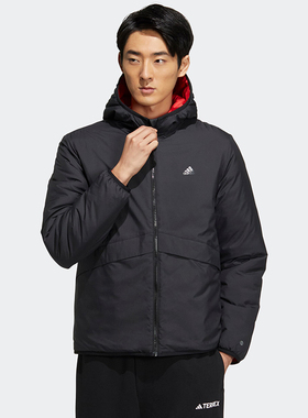 阿迪达斯冬季新款男子双面穿棉衣连帽保暖运动休闲棉服外套HY7219